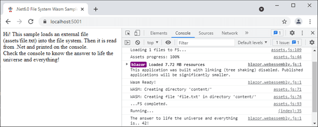 console wasm sample 