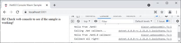 console wasm sample