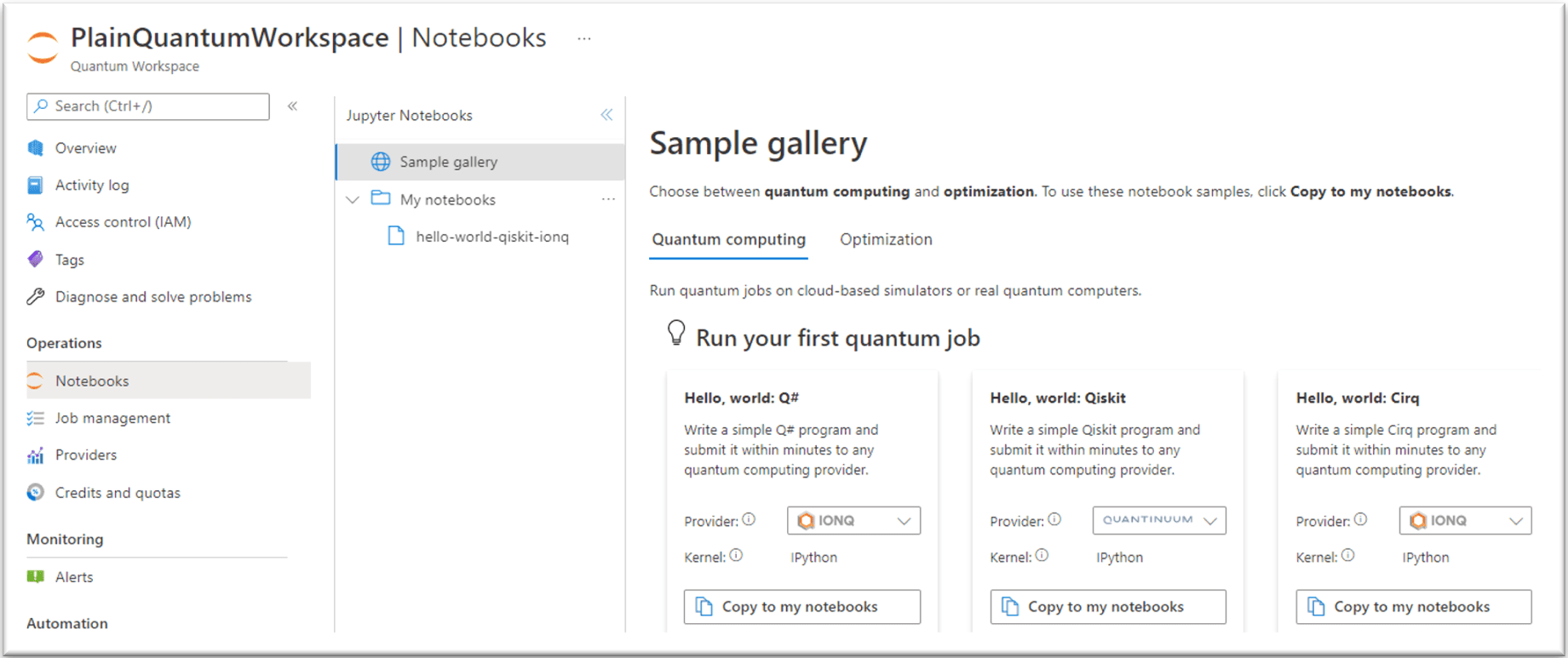 workspace en azure quantum