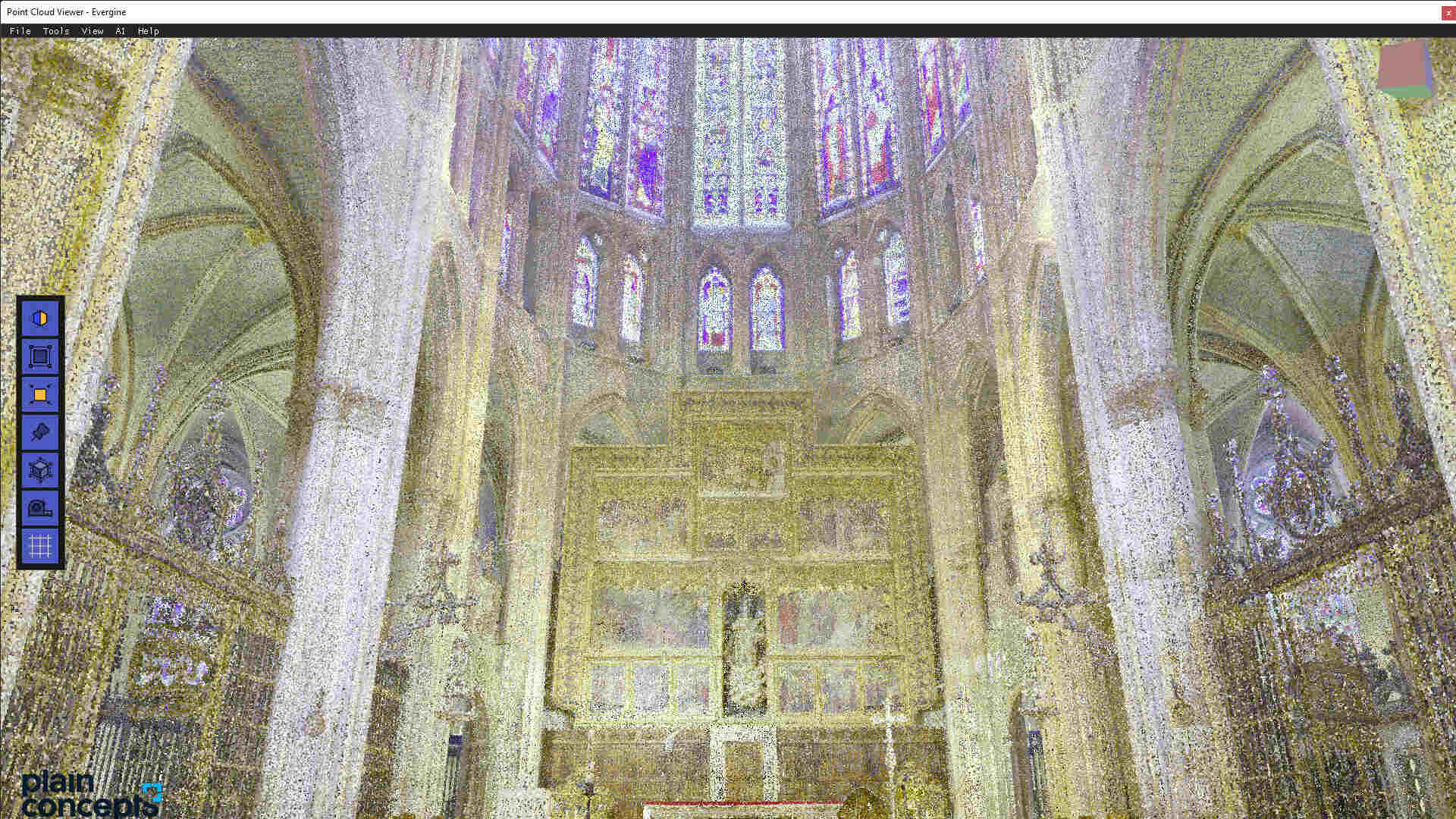 point cloud (nube de puntos) con spot en la catedral de león