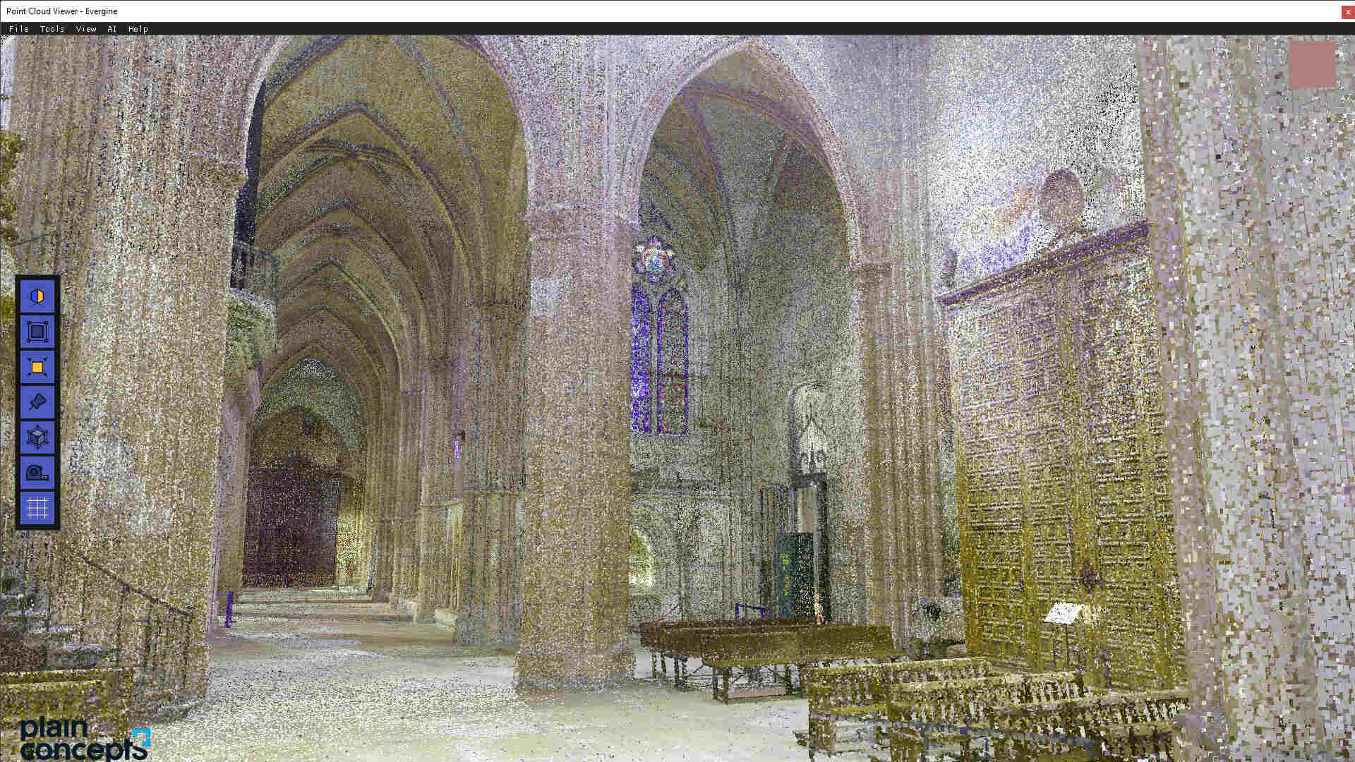 point cloud (nube de puntos) con spot en la catedral de león