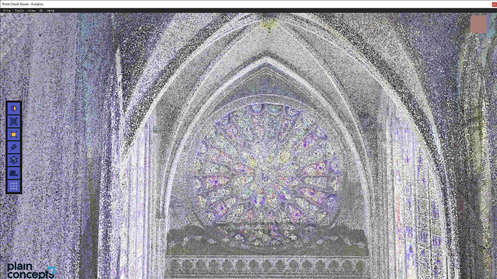 point cloud (nube de puntos) con spot en la catedral de león
