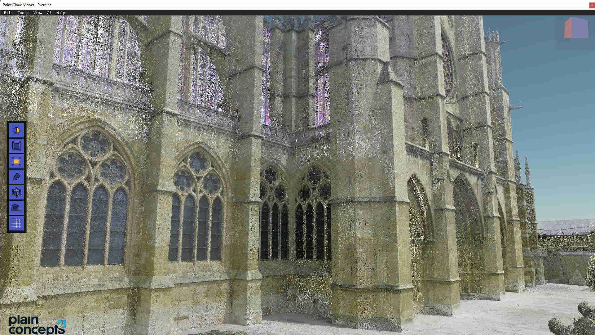 point cloud (nube de puntos) con spot en la catedral de león