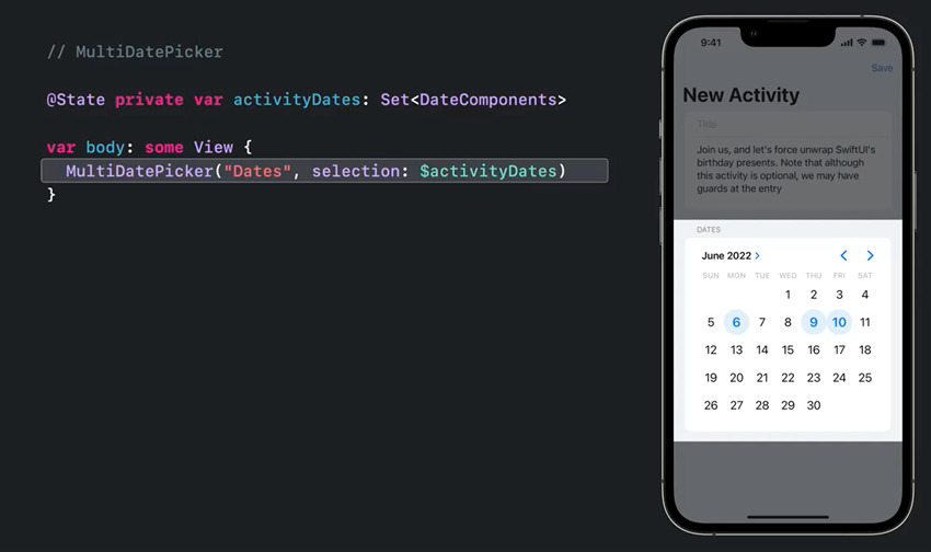 multidatapicker in swiftui 4 and ios 16